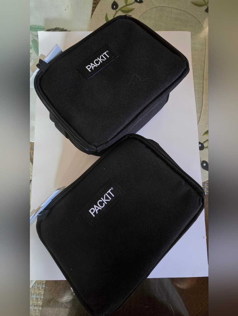 Set 2 PackIT Freezable Snack Pack/ Lunch Bag/Cosmetic Container Small Black/Blue